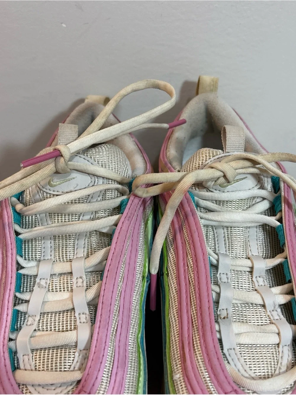 Nike Air Max 97 Colorful Pastel Wave Sneakers - White & Pastel Rainbow